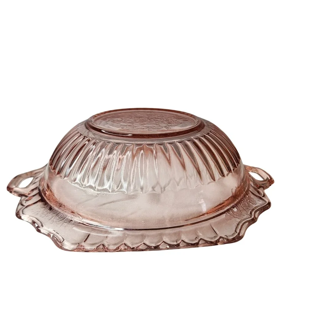 Federal Glass Rose Mayfair Pattern Pink Depression Glass Serving Bowls Set of 2‎